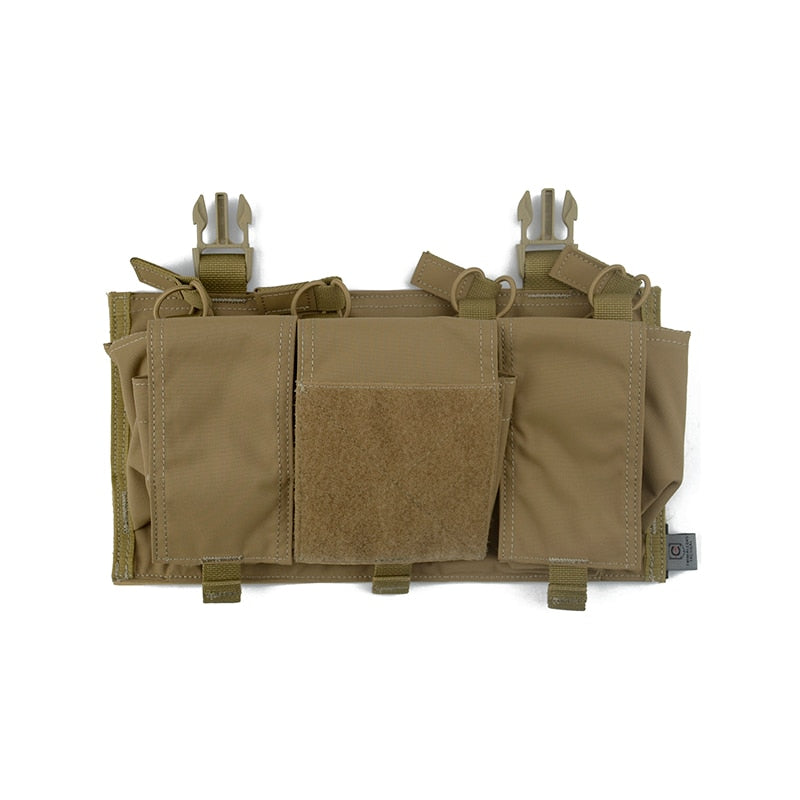 Quad-Magazine Placard with 3 Front Accessory Pockets with Flaps (TF070)