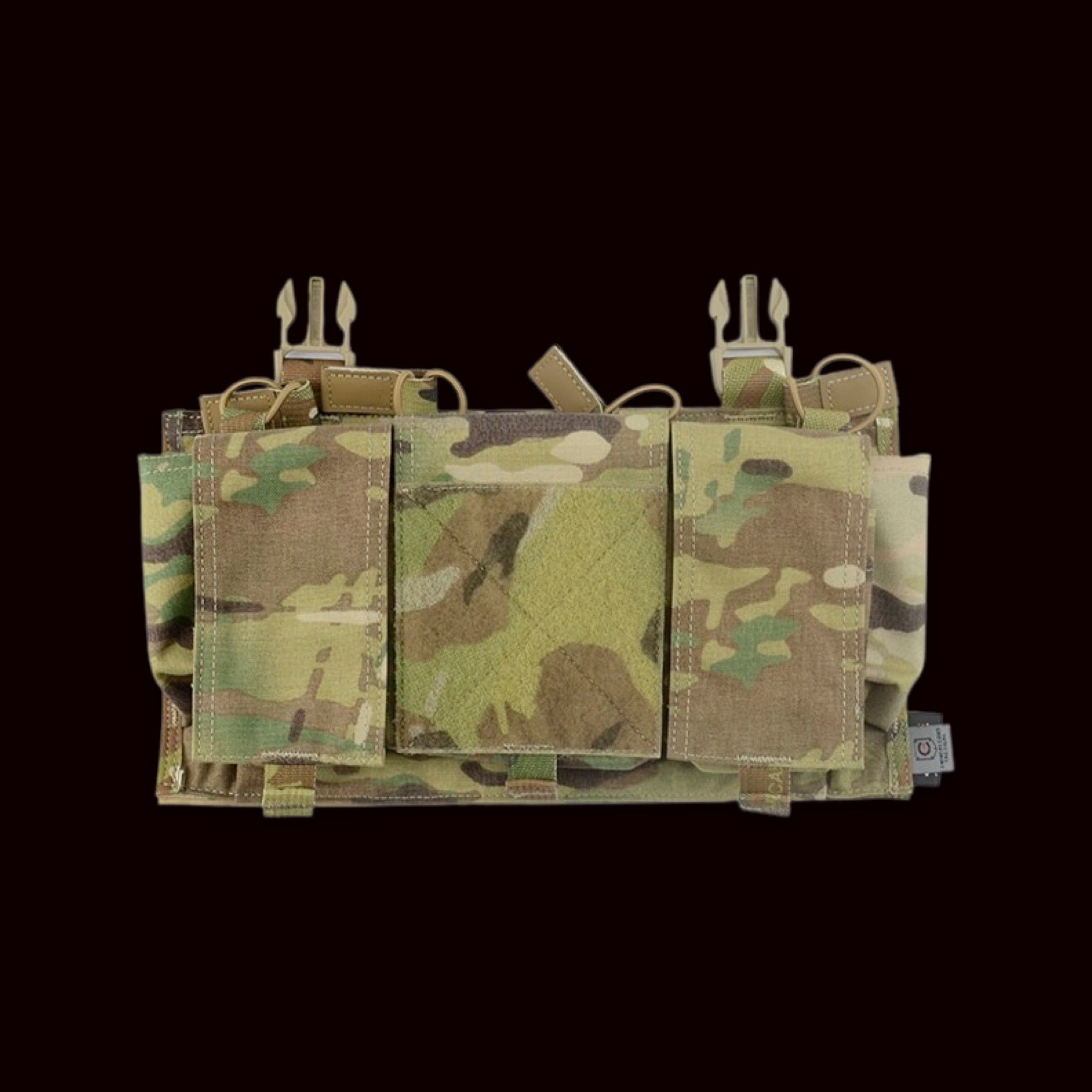 Quad-Magazine Placard with 3 Front Accessory Pockets with Flaps (TF070)